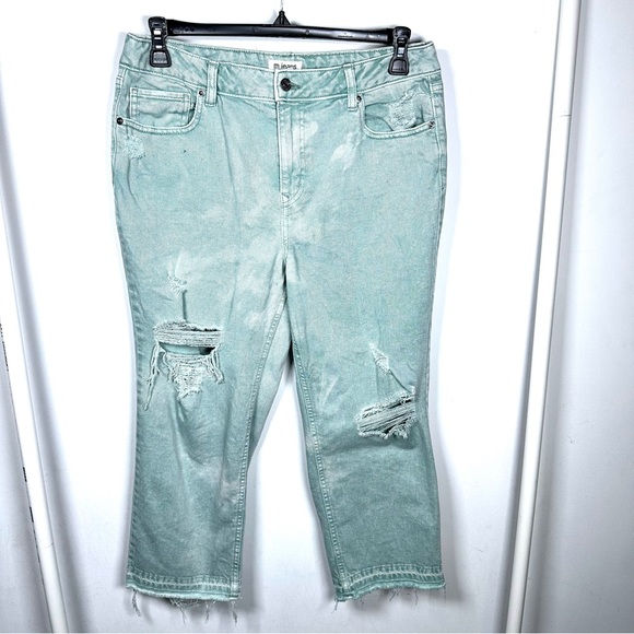 Maurices Denim - Maurices M Green Jeans Women’s size 14 High Rise Straight Crop Distressed